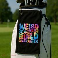 Groovy Weird Teachers Build Character Funny Teacher Tie Dye Golf Towel thumb 2