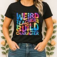 Groovy Weird Teachers Build Character Funny Teacher Tie Dye Women's T-Shirt thumb 2