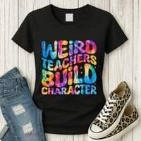 Groovy Weird Teachers Build Character Funny Teacher Tie Dye Women's T-Shirt thumb 3