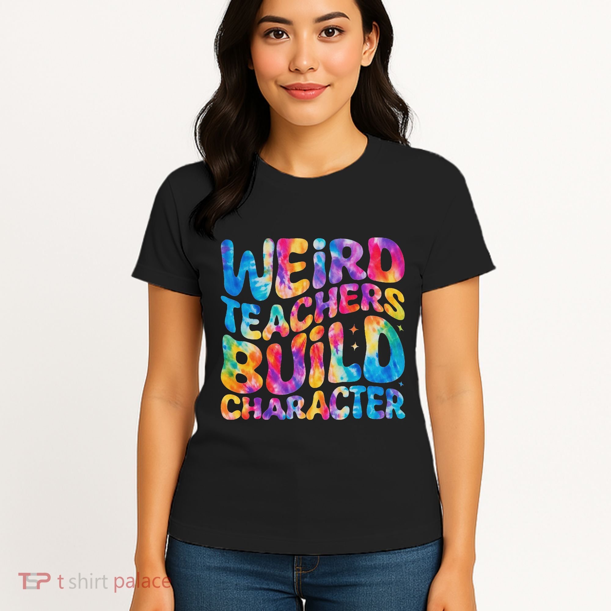 Groovy Weird Teachers Build Character Funny Teacher Tie Dye Women's T-Shirt