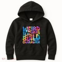 Groovy Weird Teachers Build Character Funny Teacher Tie Dye Kids Hoodie thumb 0