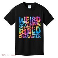Groovy Weird Teachers Build Character Funny Teacher Tie Dye Kids T-Shirt thumb 0