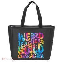 Groovy Weird Teachers Build Character Funny Teacher Tie Dye Tote Bag thumb 0