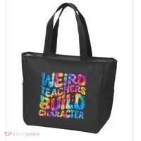 Groovy Weird Teachers Build Character Funny Teacher Tie Dye Tote Bag thumb 3