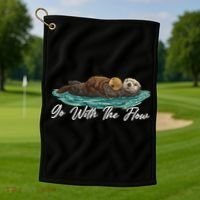 Go With The Flow Sea Otter Golf Towel thumb 1