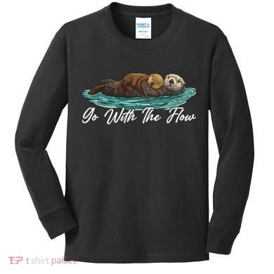 Go With The Flow Sea Otter Kids Long Sleeve Shirt