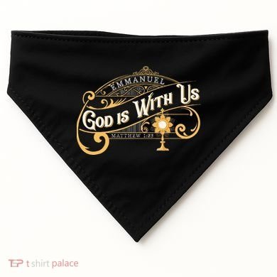 God With Us Emmanuel Matthew Eucharist Adoration Catholic USA-Made Doggie Bandana