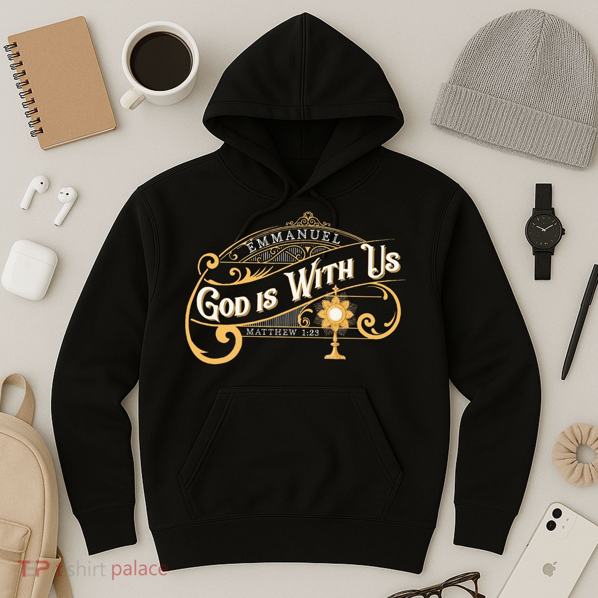 God With Us Emmanuel Matthew Eucharist Adoration Catholic Hoodie