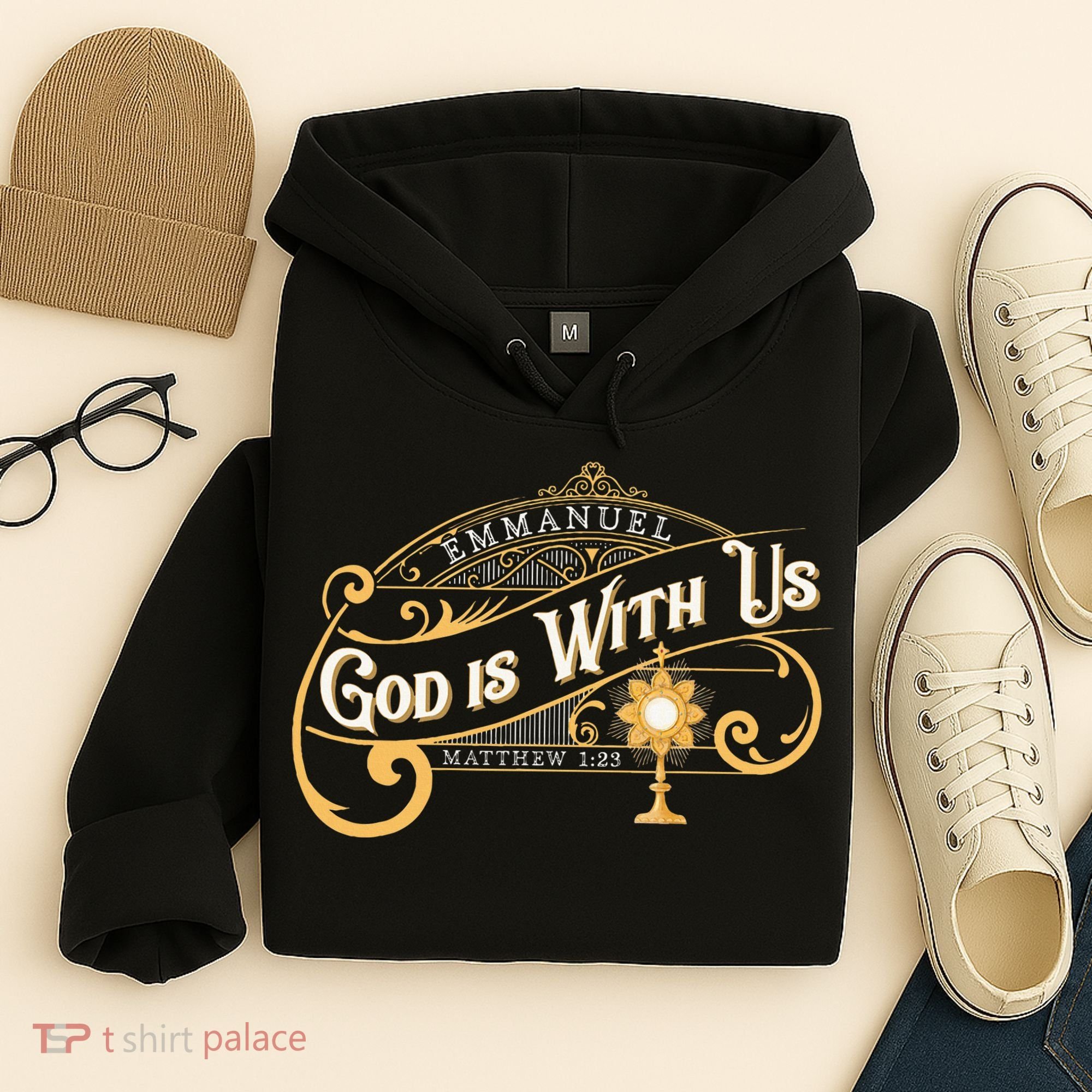 God With Us Emmanuel Matthew Eucharist Adoration Catholic Hoodie