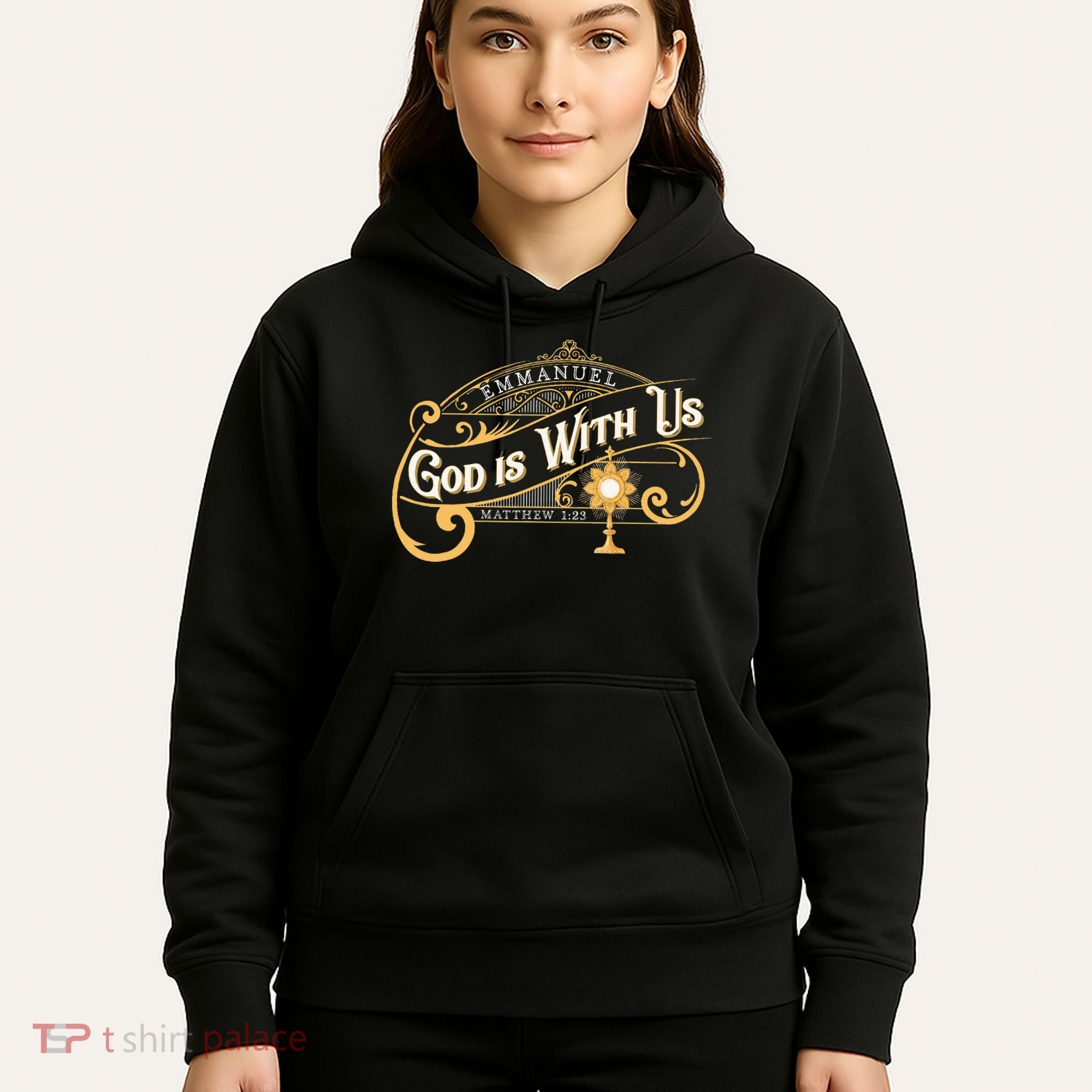 God With Us Emmanuel Matthew Eucharist Adoration Catholic Hoodie