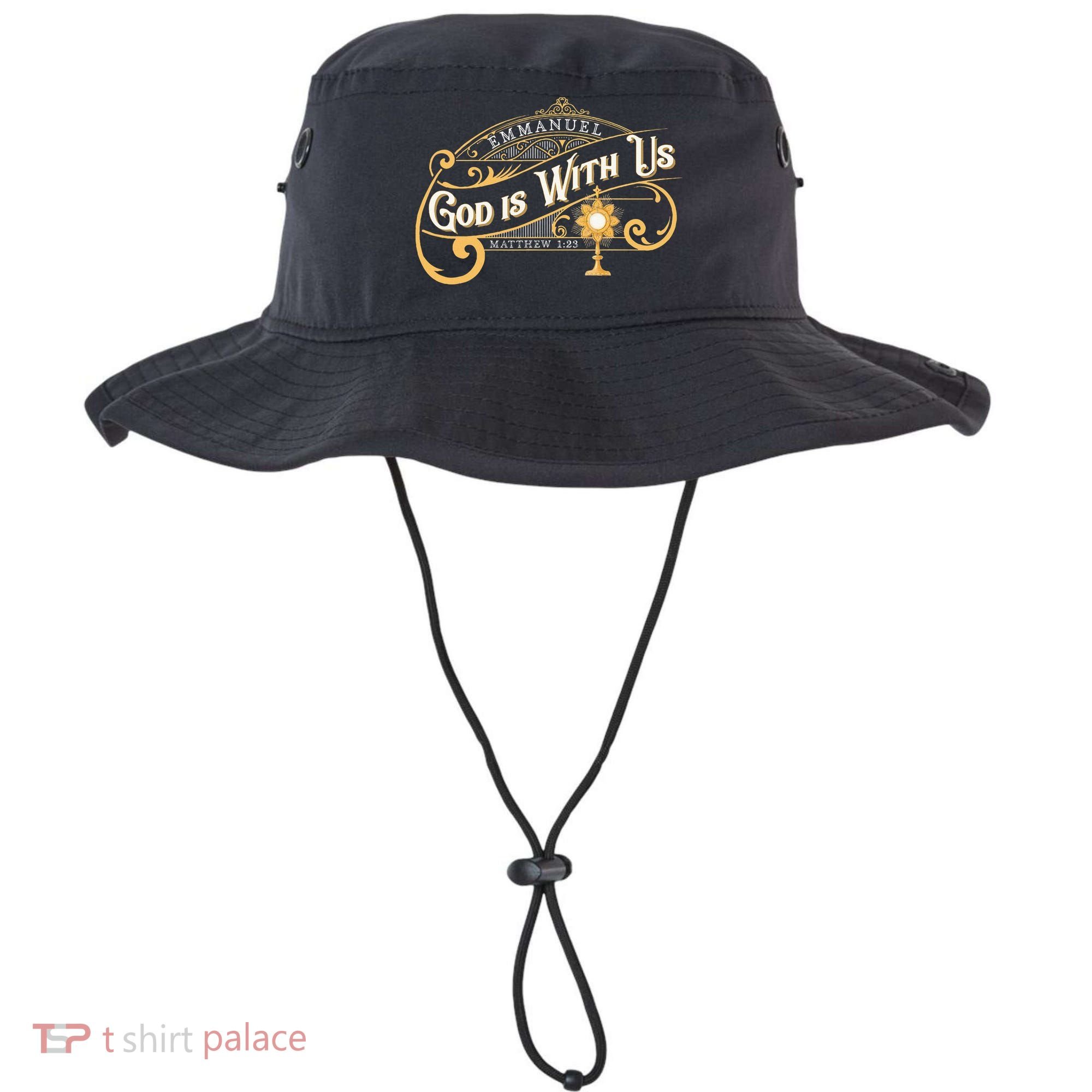 God With Us Emmanuel Matthew Eucharist Adoration Catholic Bucket Hat