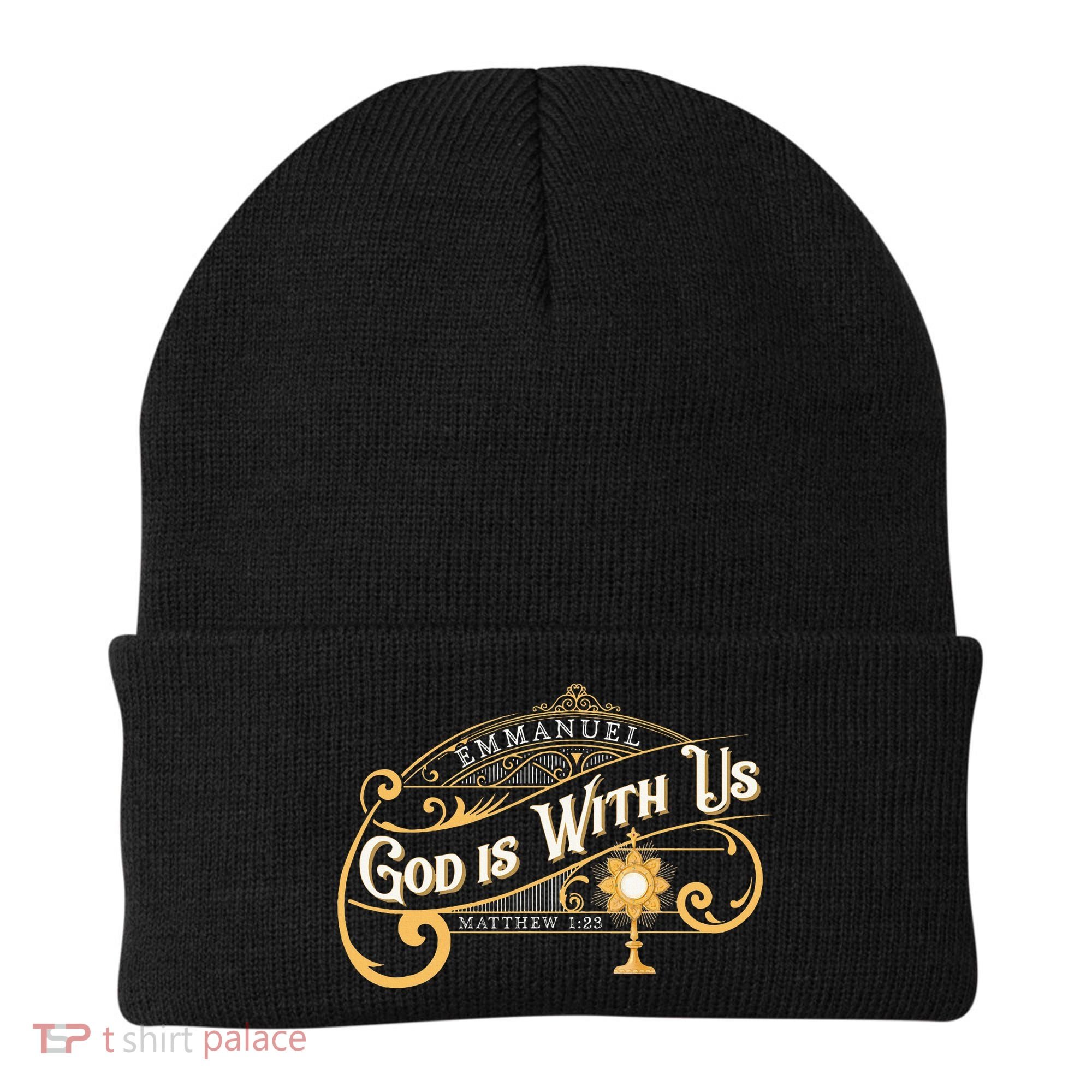God With Us Emmanuel Matthew Eucharist Adoration Catholic Beanie