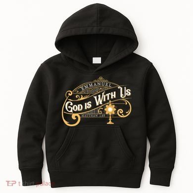 God With Us Emmanuel Matthew Eucharist Adoration Catholic Kids Hoodie