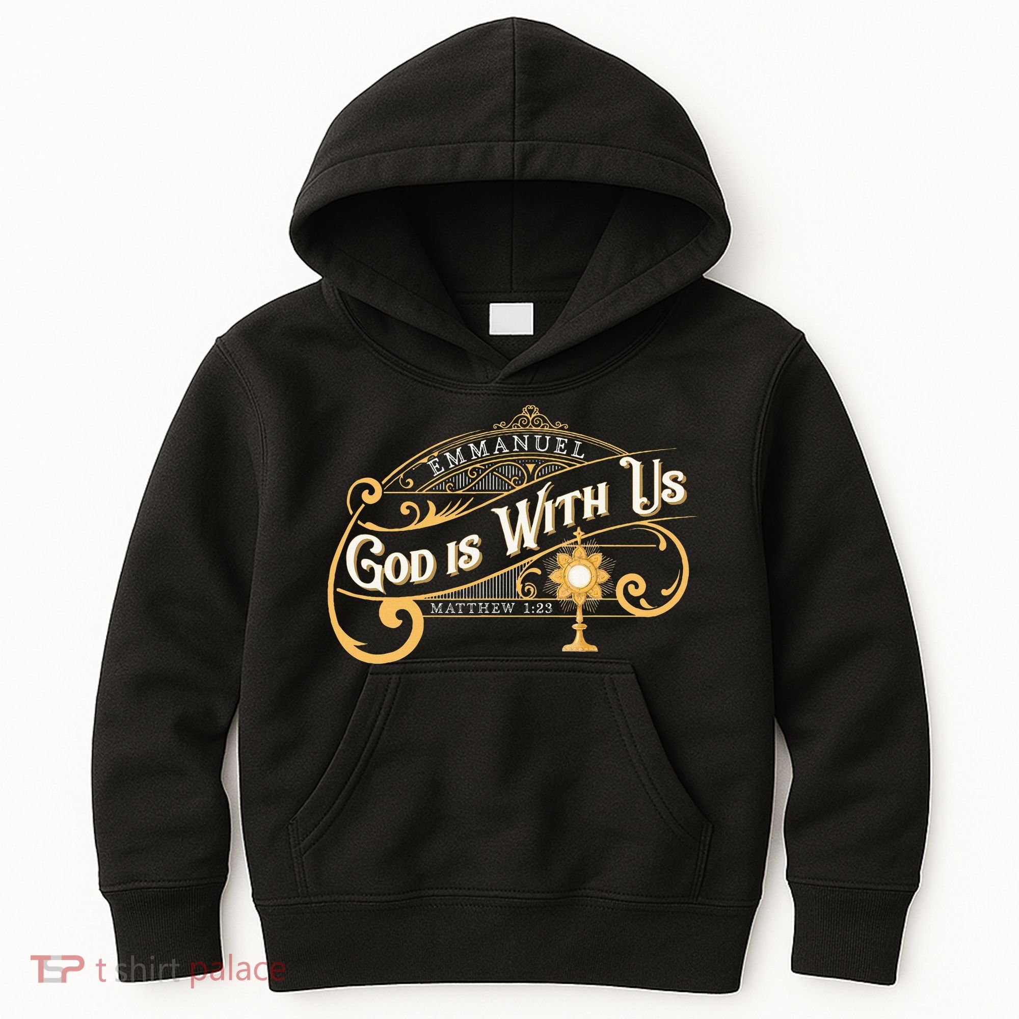 God With Us Emmanuel Matthew Eucharist Adoration Catholic Kids Hoodie
