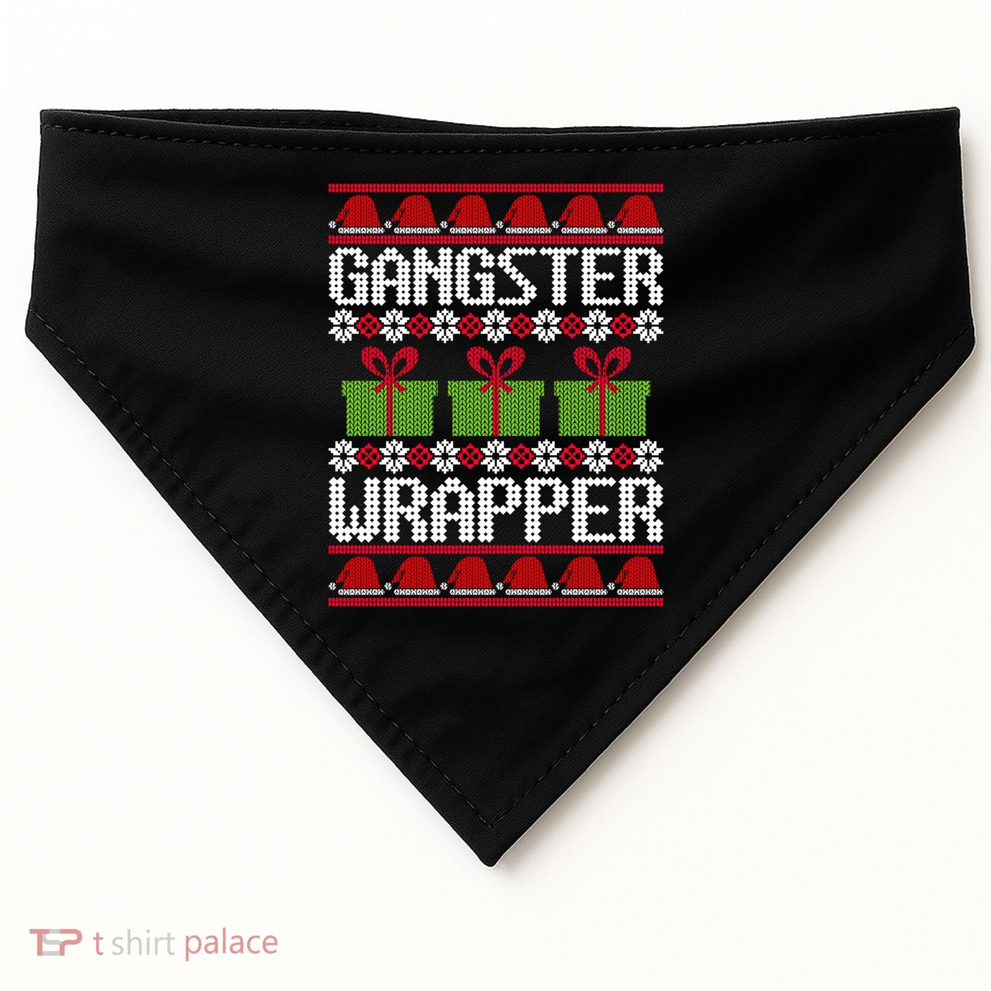 Gangster Wrapper Ugly Christmas Funny Pun Gangsta USA-Made Doggie Bandana