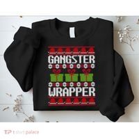 Gangster Wrapper Ugly Christmas Funny Pun Gangsta Sweatshirt thumb 2