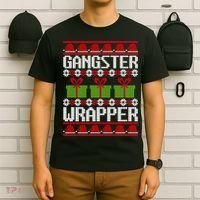 Gangster Wrapper Ugly Christmas Funny Pun Gangsta T-Shirt thumb 6