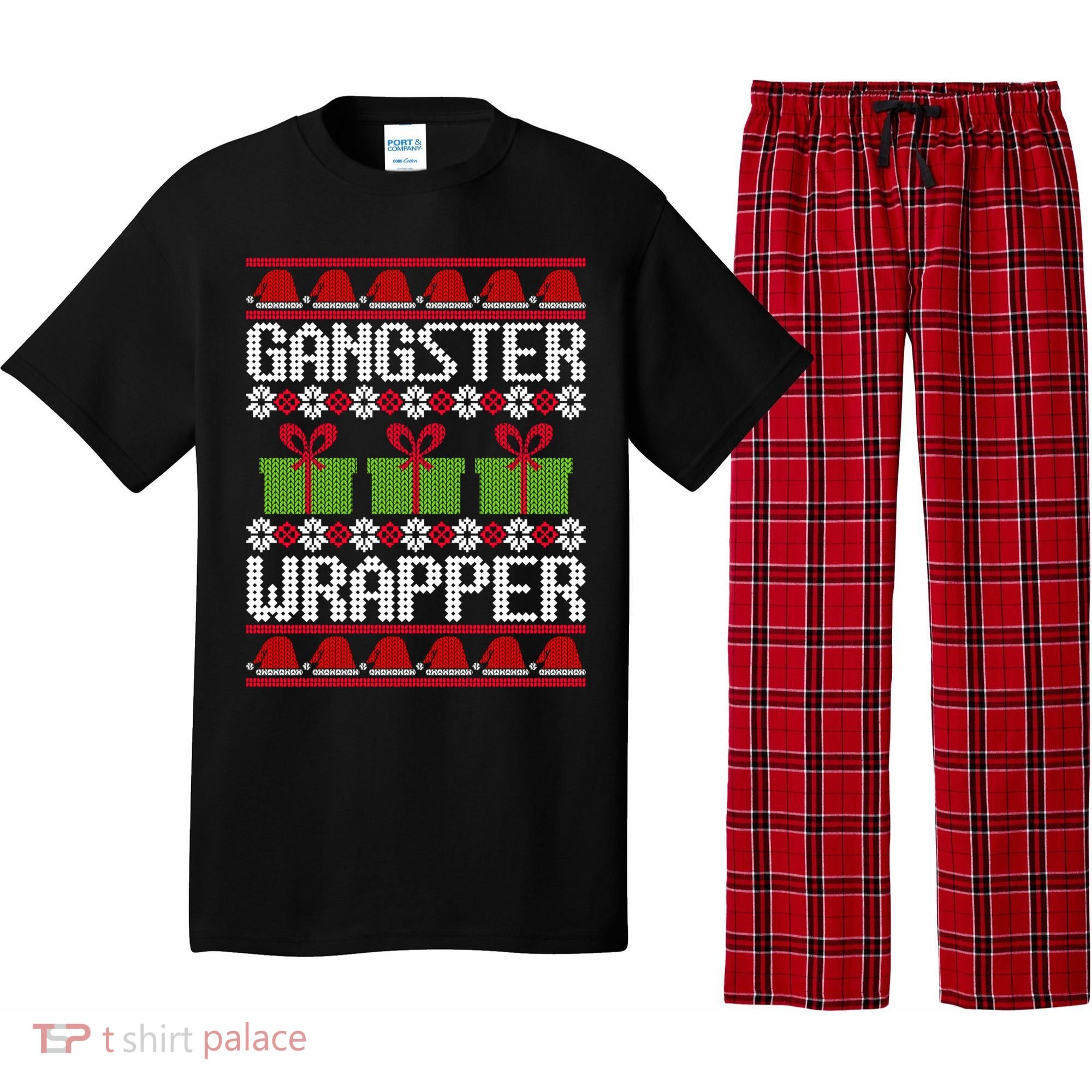 Gangster Wrapper Ugly Christmas Funny Pun Gangsta Pajama Set