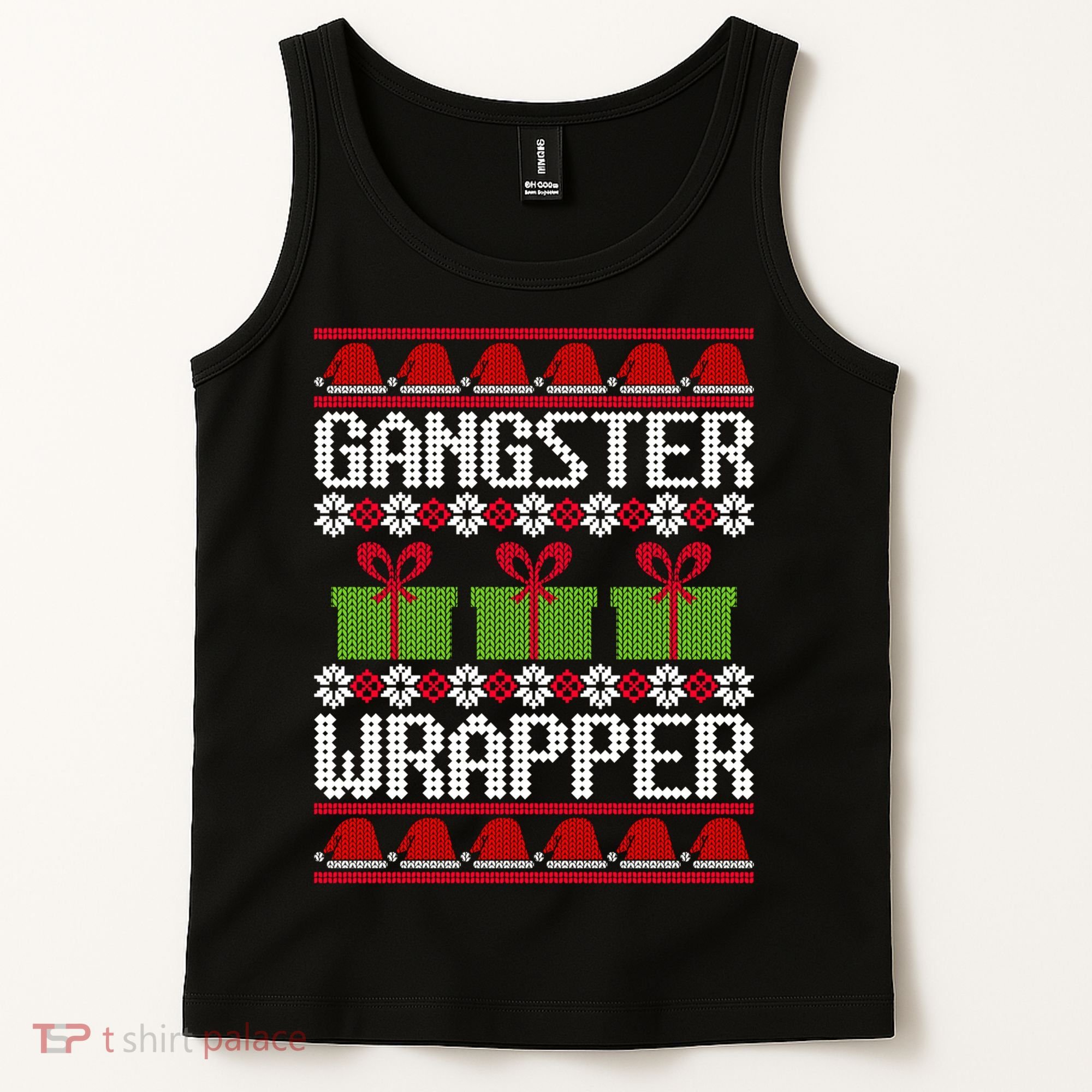 Gangster Wrapper Ugly Christmas Funny Pun Gangsta Tank Top