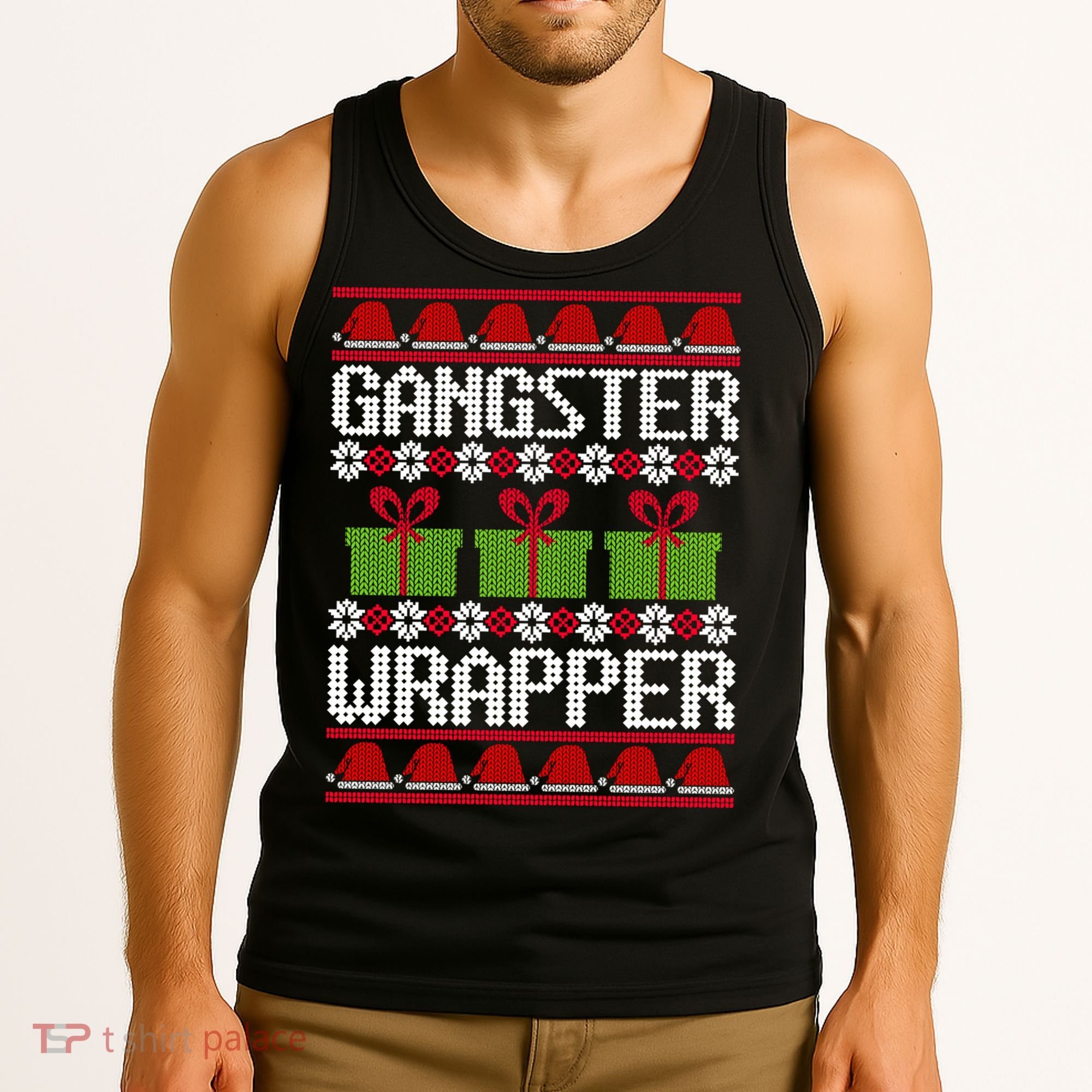 Gangster Wrapper Ugly Christmas Funny Pun Gangsta Tank Top