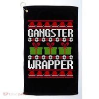 Gangster Wrapper Ugly Christmas Funny Pun Gangsta Golf Towel thumb 0