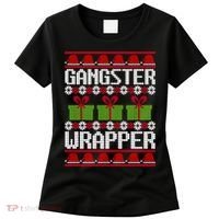 Gangster Wrapper Ugly Christmas Funny Pun Gangsta Women's T-Shirt thumb 0