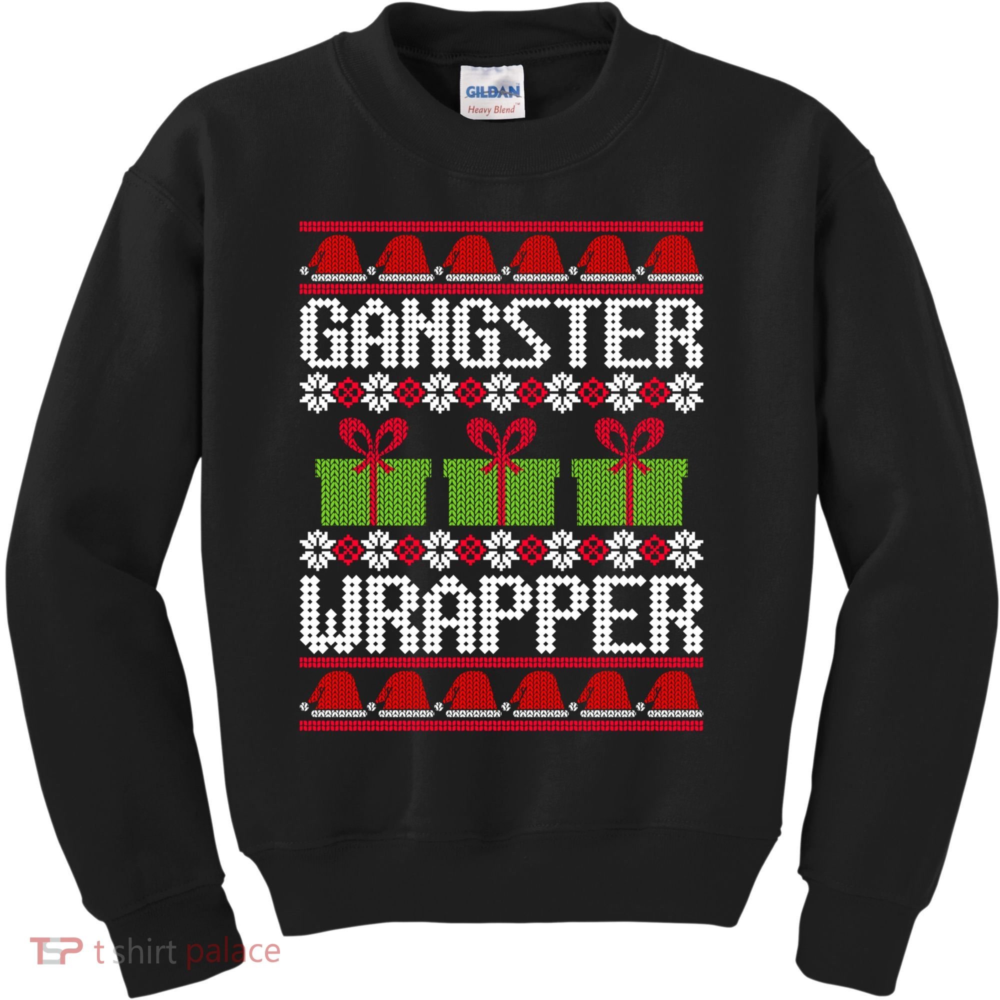 Gangster Wrapper Ugly Christmas Funny Pun Gangsta Kids Sweatshirt
