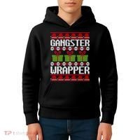 Gangster Wrapper Ugly Christmas Funny Pun Gangsta Kids Hoodie thumb 4
