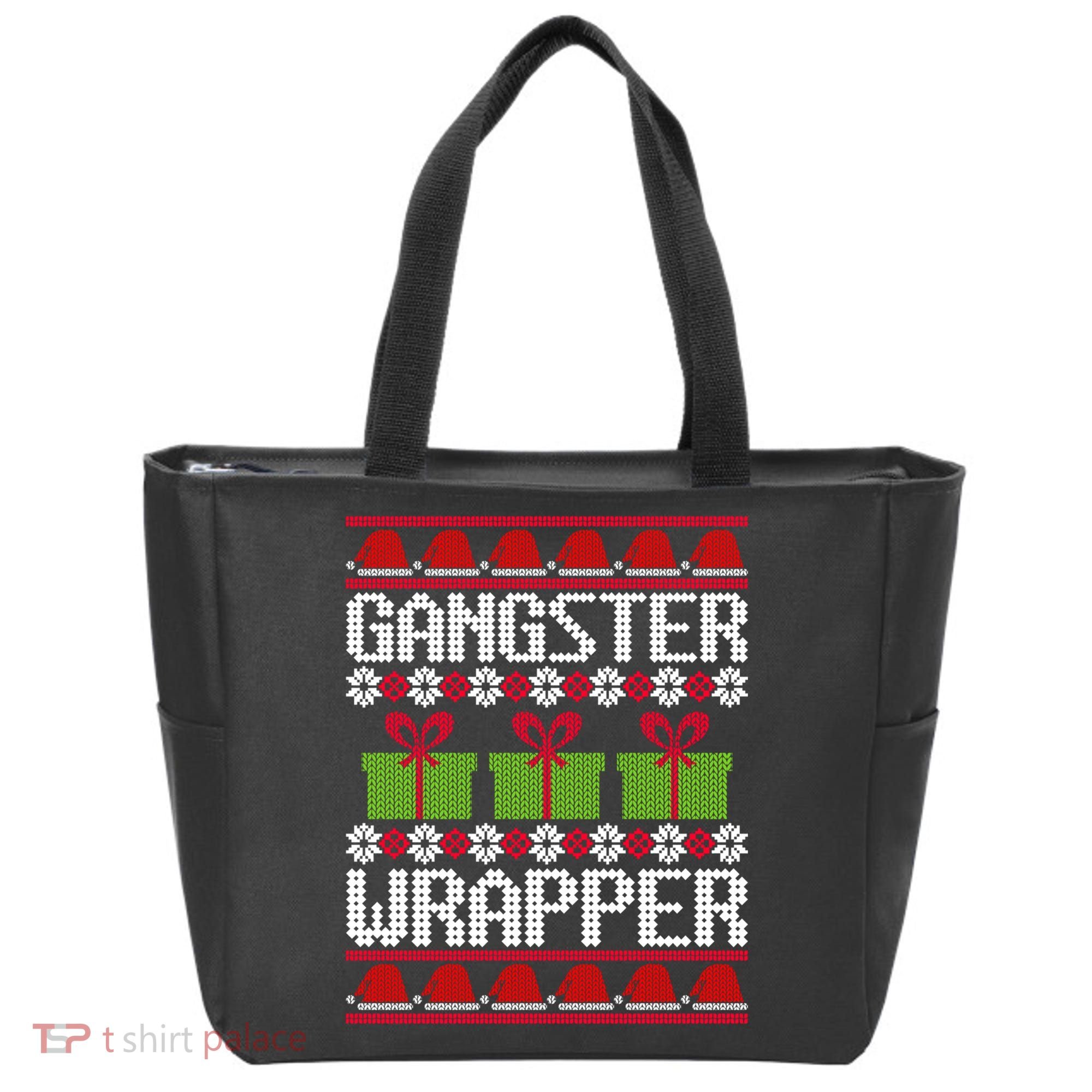 Gangster Wrapper Ugly Christmas Funny Pun Gangsta Tote Bag