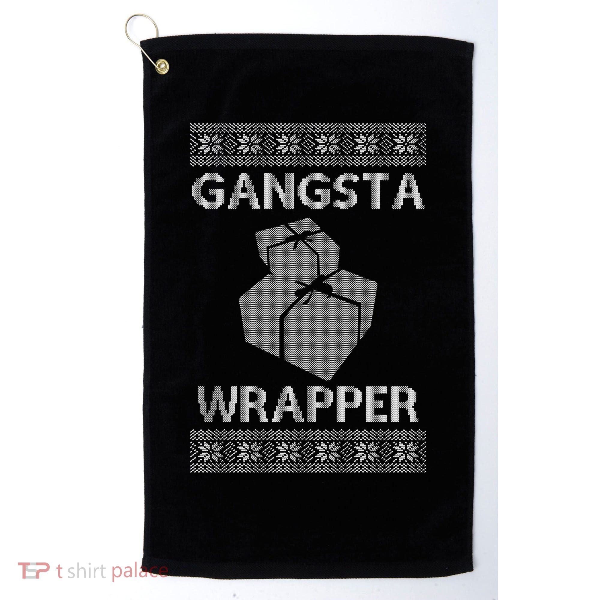 Gangsta Wrapper Ugly Christmas Sweater Golf Towel