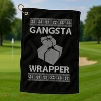 Gangsta Wrapper Ugly Christmas Sweater Golf Towel thumb 1