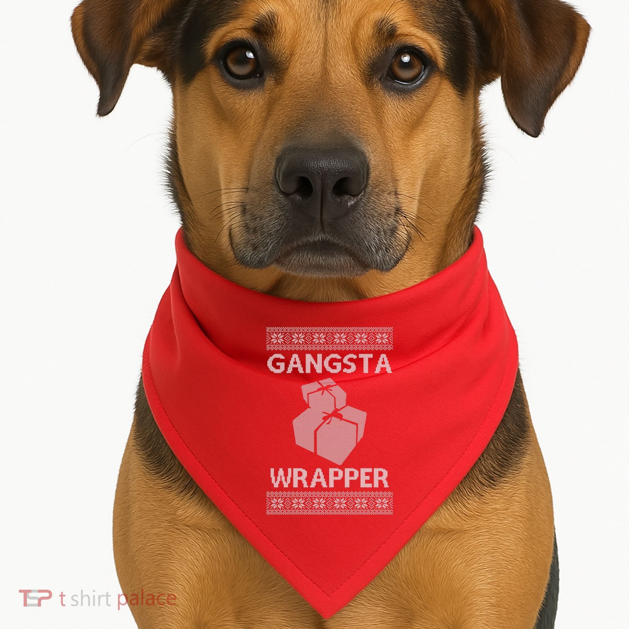 Gangsta Wrapper Ugly Christmas Sweater USA-Made Doggie Bandana