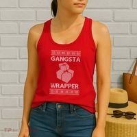 Gangsta Wrapper Ugly Christmas Sweater Women's Tank Top thumb 2