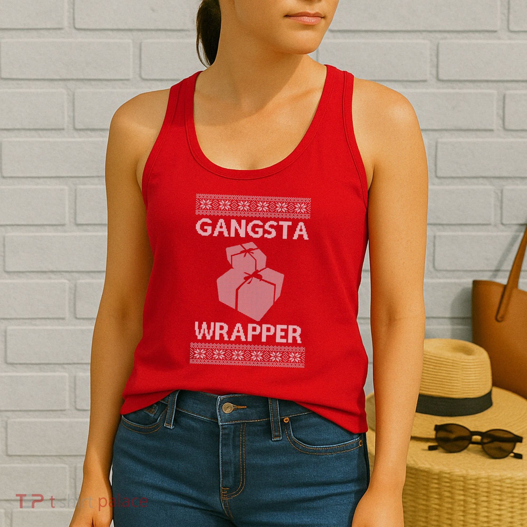 Gangsta Wrapper Ugly Christmas Sweater Women's Tank Top