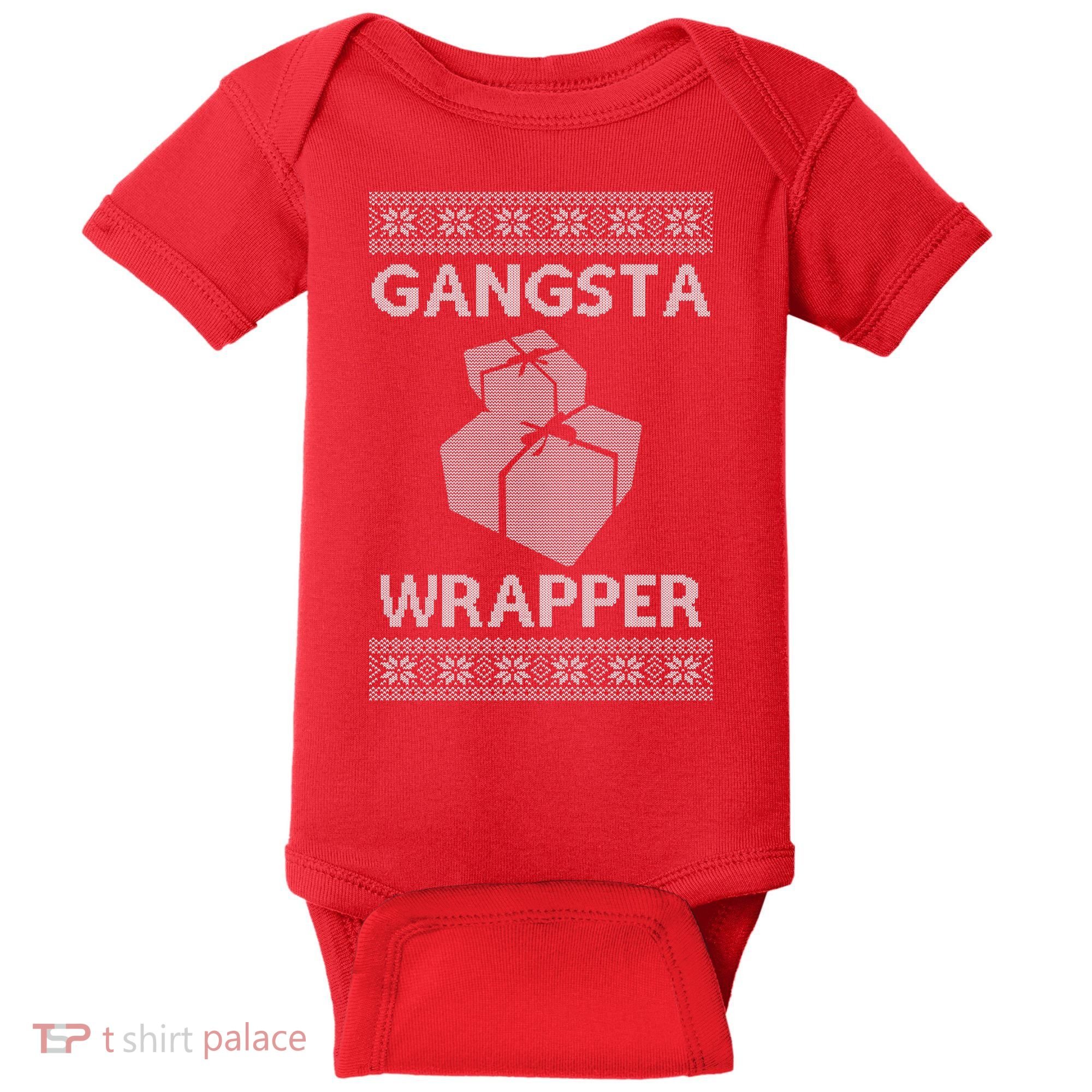 Gangsta Wrapper Ugly Christmas Sweater Baby Bodysuit