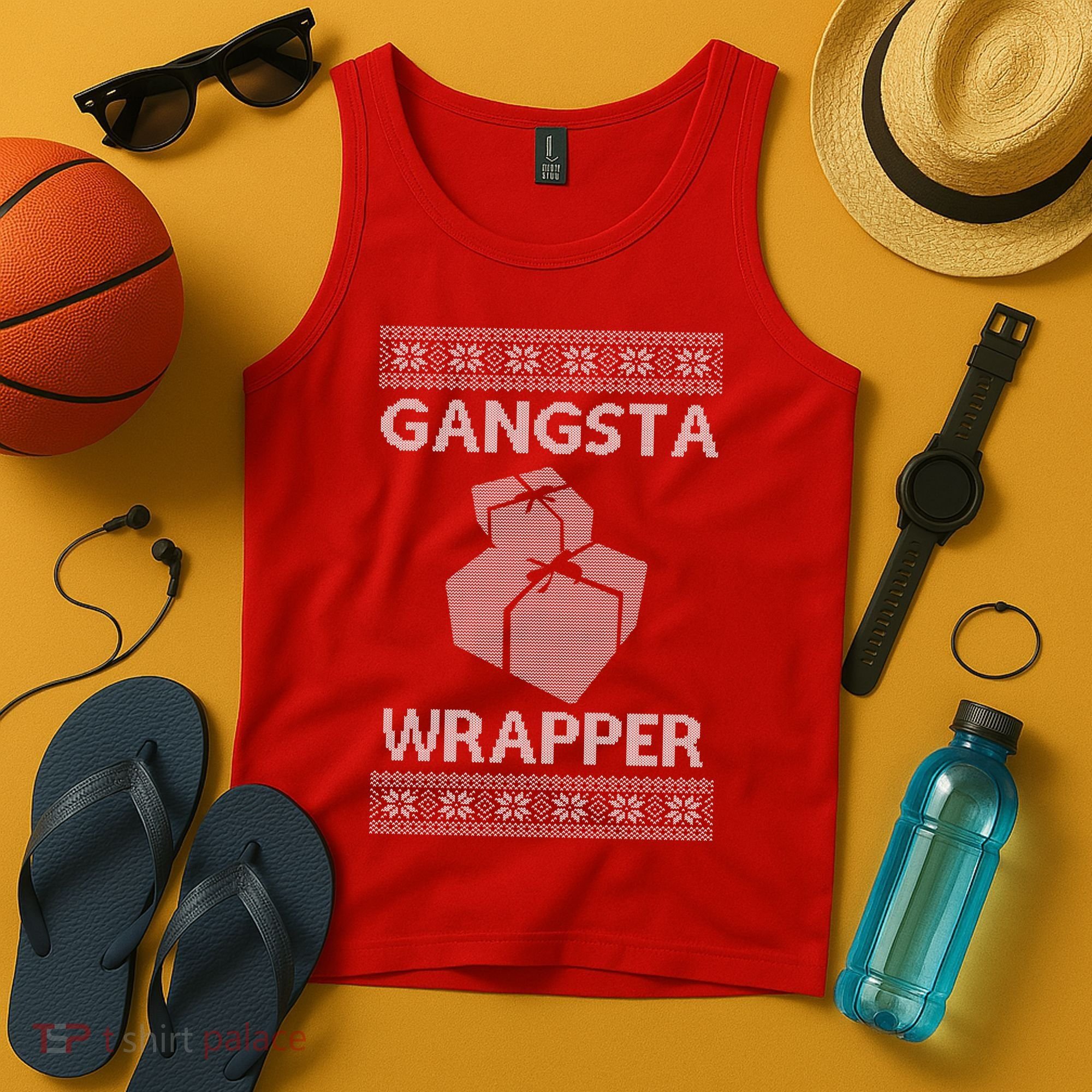 Gangsta Wrapper Ugly Christmas Sweater Tank Top