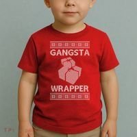 Gangsta Wrapper Ugly Christmas Sweater Toddler T-Shirt thumb 2