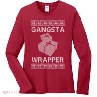 Gangsta Wrapper Ugly Christmas Sweater Women's Long Sleeve Shirt thumb 0