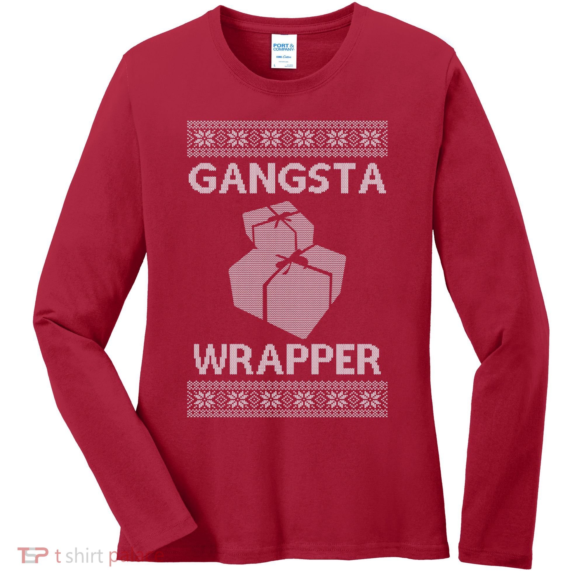Gangsta Wrapper Ugly Christmas Sweater Women's Long Sleeve Shirt