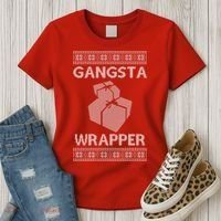 Gangsta Wrapper Ugly Christmas Sweater Women's T-Shirt thumb 3