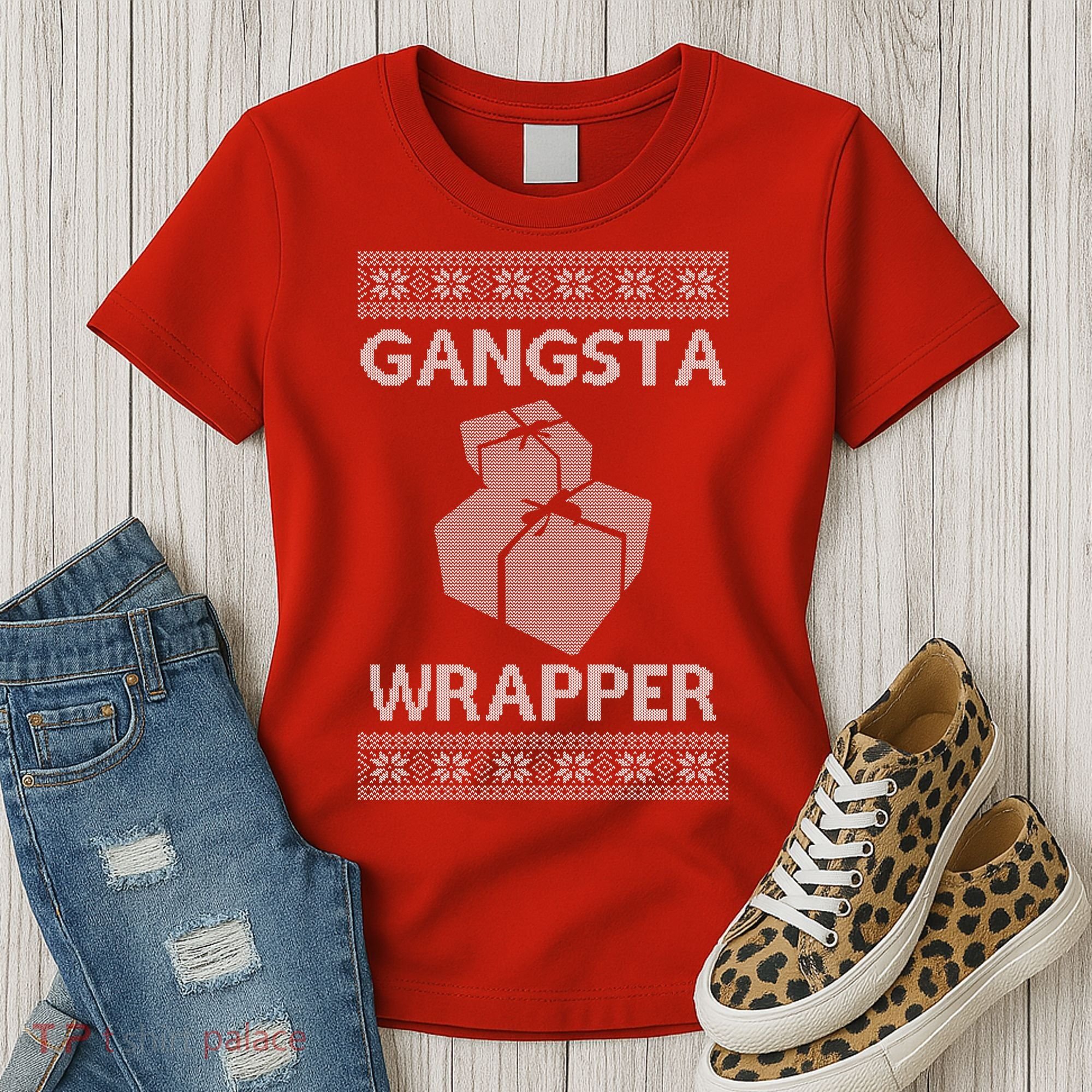 Gangsta Wrapper Ugly Christmas Sweater Women's T-Shirt