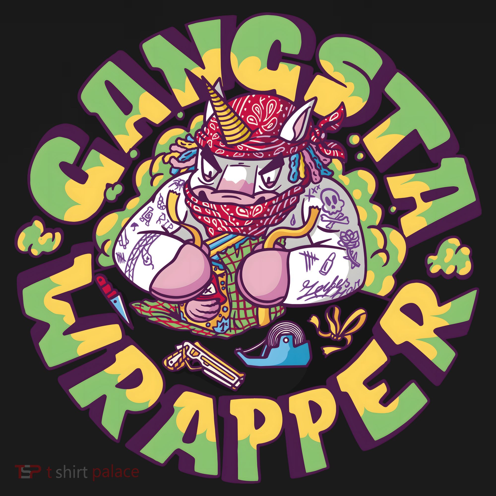 Gangsta Wrapper Unicorn Christmas Apron