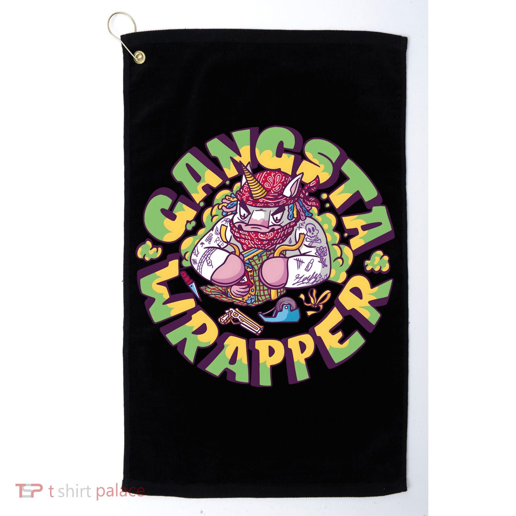Gangsta Wrapper Unicorn Christmas Golf Towel