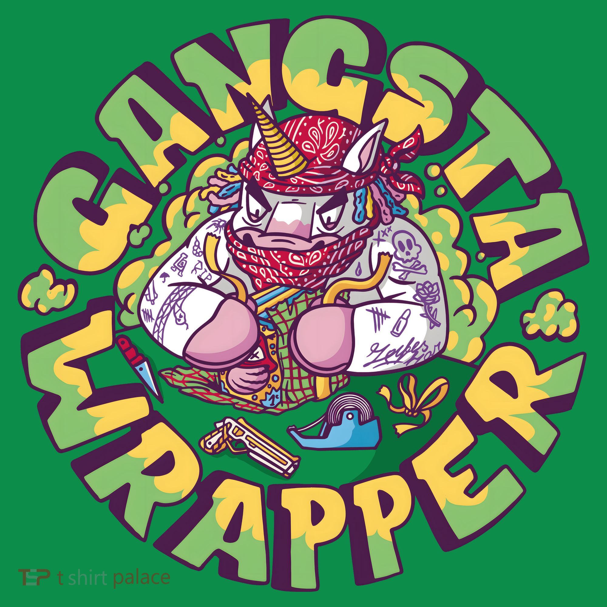Gangsta Wrapper Unicorn Christmas Ornament