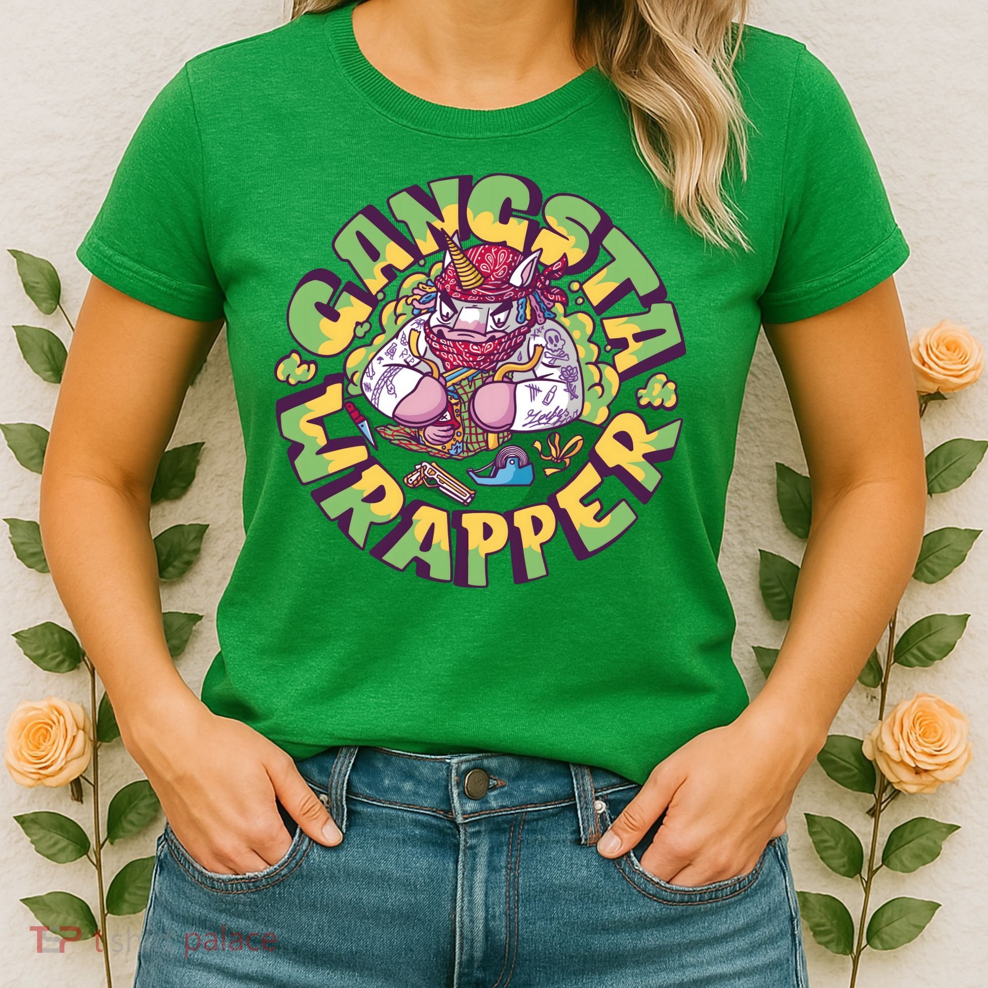 Gangsta Wrapper Unicorn Christmas Women's T-Shirt