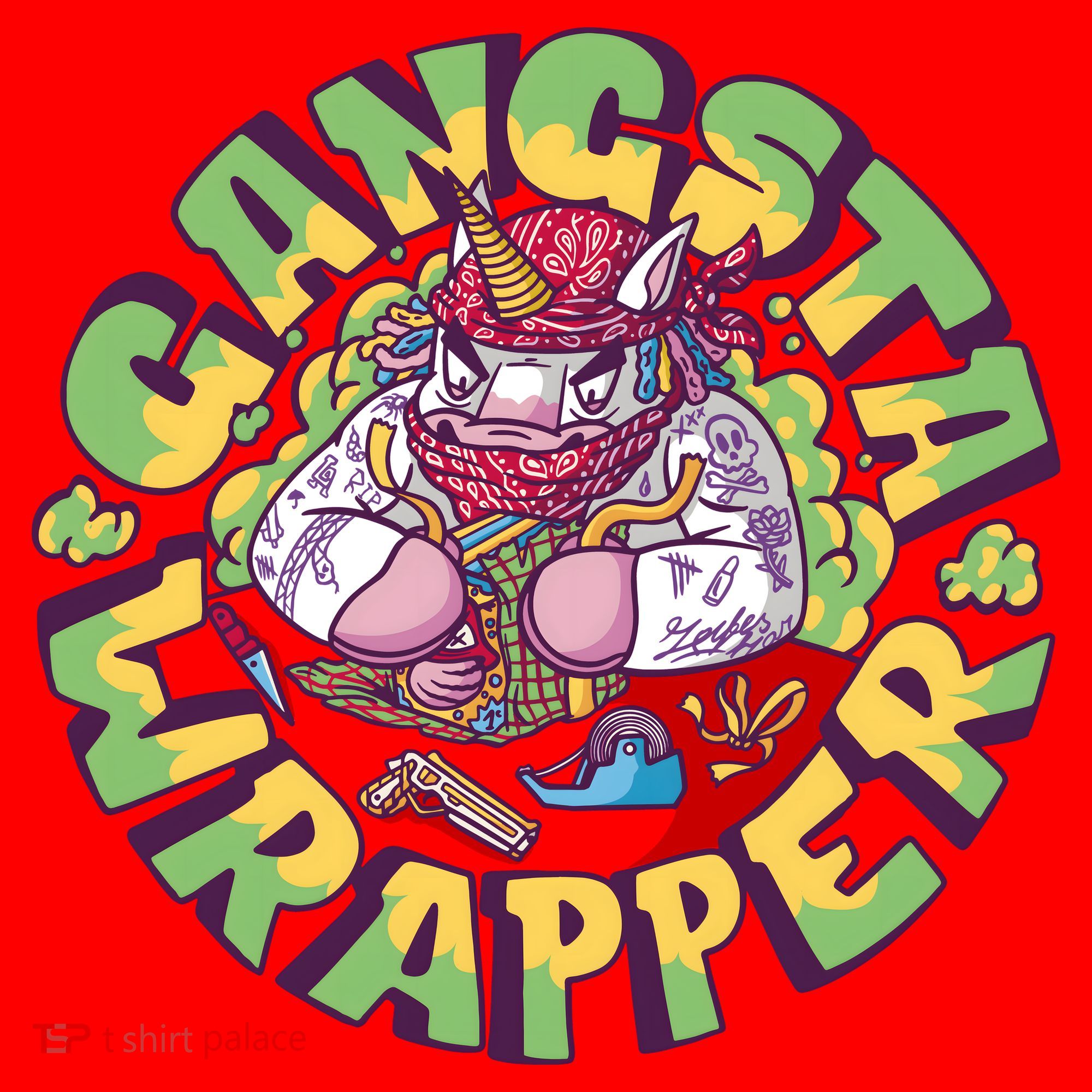 Gangsta Wrapper Unicorn Christmas Santa Hat
