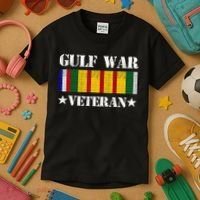 Gulf War Veteran Pride Persian Gulf Service Ribbon Kids T-Shirt thumb 3