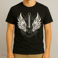 Guitar Wings Vintage Retro 80s Rock & Roll Music T-Shirt thumb 3
