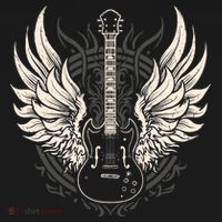 Guitar Wings Vintage Retro 80s Rock & Roll Music T-Shirt thumb 7