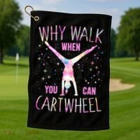 Gymnastics Why Walk When You Can Cartwheel Tie Dye Cool Gift Golf Towel thumb 1